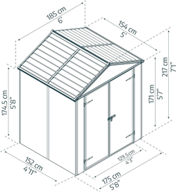 Сарай из поликарбоната Palram Rubicon 6x5 grey