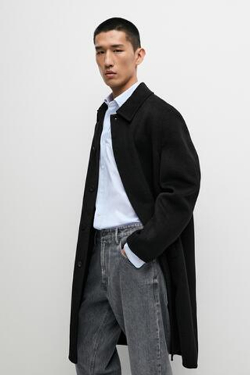 Massimo Dutti Двустороннее пальто из шерстяной смеси, черный