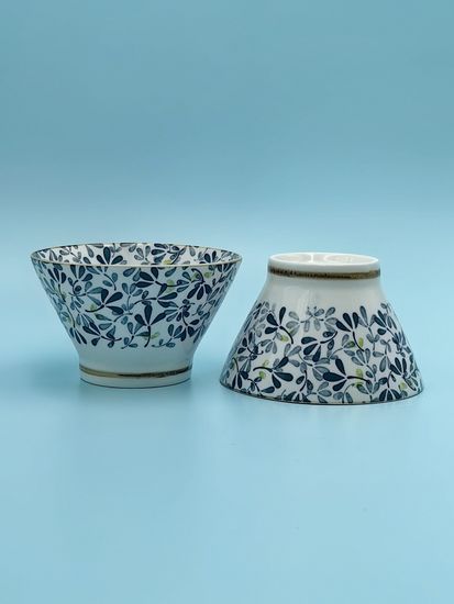 Пиала салатная 12,5х7,5 см. керамика, "Япония" с декором листья