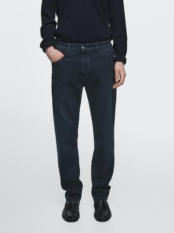 Massimo Dutti Легкие зауженные брюки с эффектом джинсовой ткани, синий