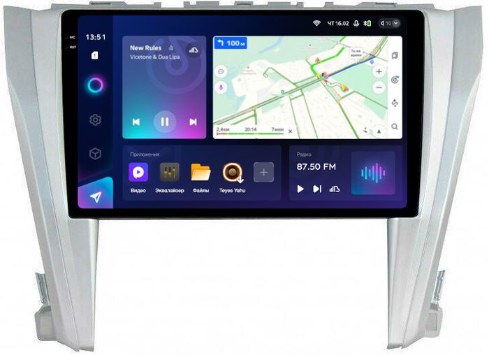 Магнитола для Toyota Camry 55 2014-2018 (рамка серебро) - Teyes CC3-2K QLed Android 10, Быстрая, SIM-слот, CarPlay