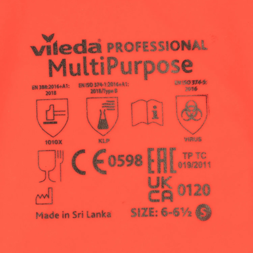 Перчатки резиновые Vileda Profes латекс красный рM 100750/174343,ПС