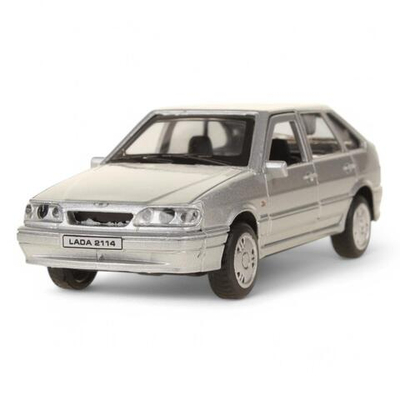 Модель ин. мет. "Lada-2114 Samara" 12см. двери, багаж, серебрист, коробка 2114-12-SR (Технопарк)
