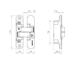 Петля скрытой установки ARMADILLO U3D1500.VPG (ANSELMI AN 150) GSC серый хром /62489/ (1шт)