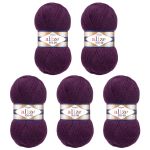 Пряжа Alize (Ализе) Angora Real 40 / уп.5 мот. по 100 г, 430м, 111 сливовый A