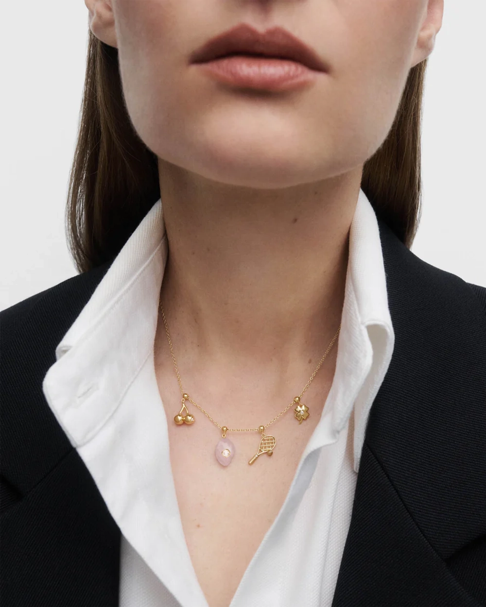 Подвеска-шарм Love Rose Quartz серебро 925 пробы покрытое золотом