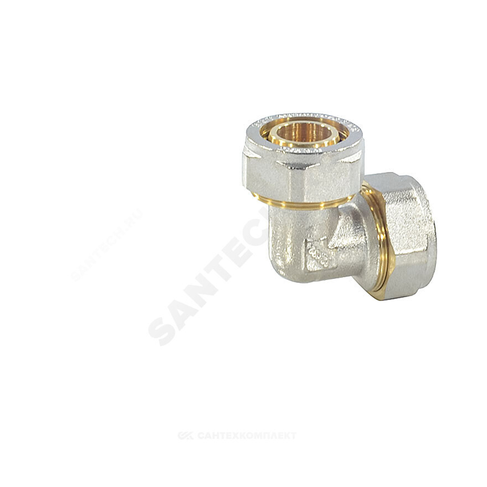 Угольник МП латунь никель обжим Дн 20х90гр ГОСТ 32415-2013 7005 Aquasfera 7005-02