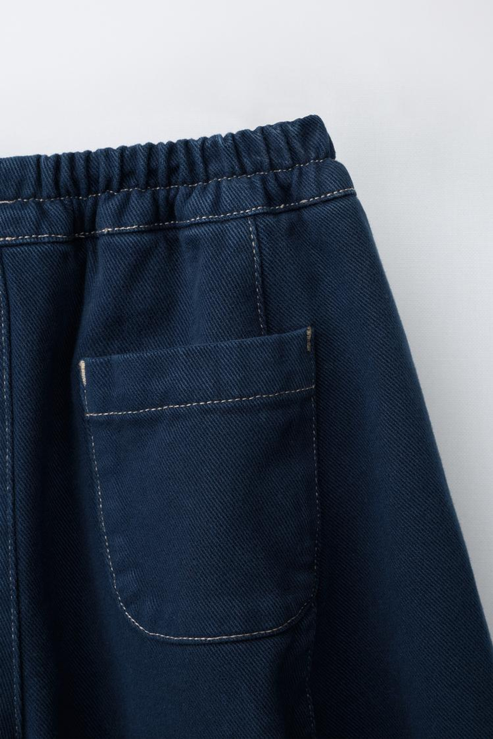 ZARA БРЮКИ BALLOON С ОТСТРОЧКОЙ, МОРСКОЙ СИНИЙ