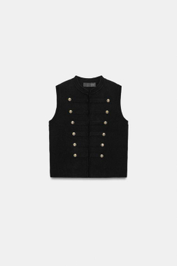 ZARA ТОП-ЖИЛЕТ С ПУГОВИЦАМИ, ЧЕРНЫЙ