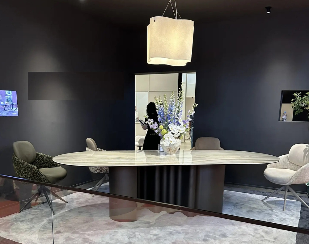 Стол М-City DISAUR ВЕНТО (VENTO) 280 см нераскладной ТОПАЗ TL-617, керамика, Коричневый графит каркас