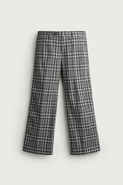 ZARA БРЮКИ FLARE FIT В КЛЕТКУ, СЕРЫЙ