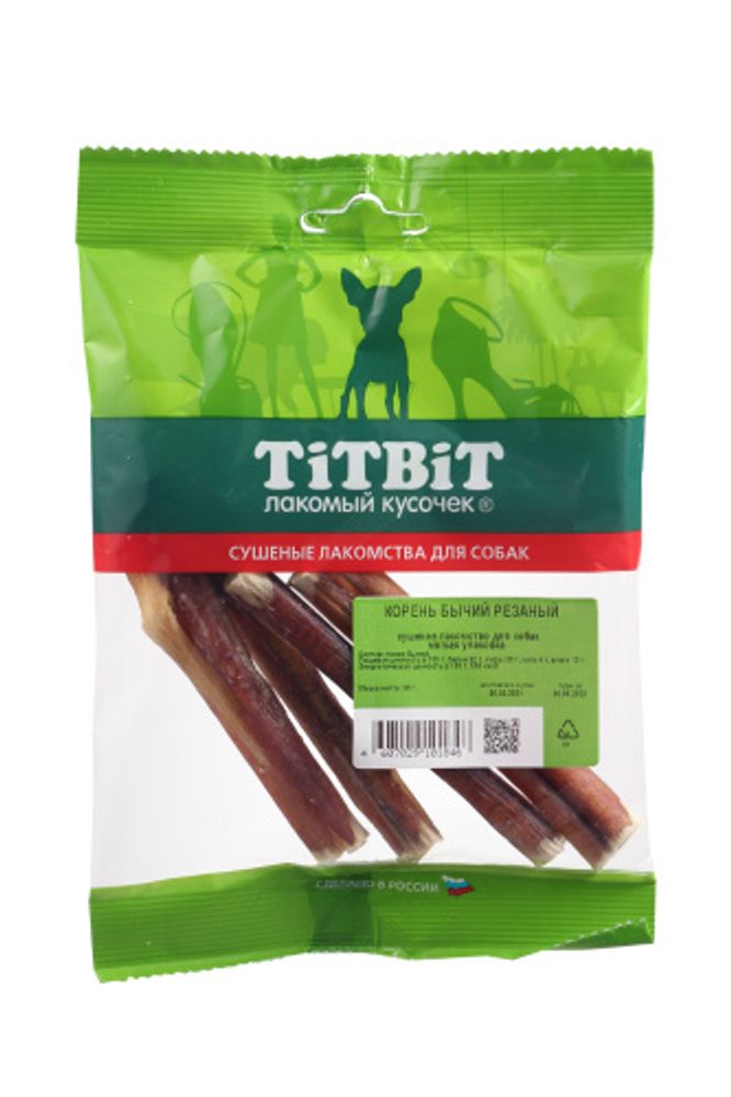Корень бычий TITBIT для собак, резанный, мягкая упаковка - 50 г