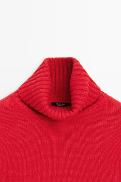 Massimo Dutti Короткий свитер из 100% кашемира, красный