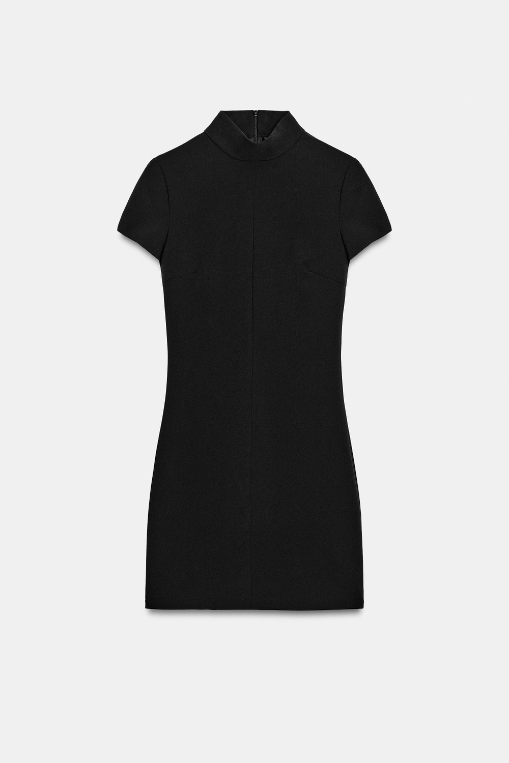 ZARA МИНИ-ПЛАТЬЕ С КОРОТКИМИ РУКАВАМИ, ЧЕРНЫЙ