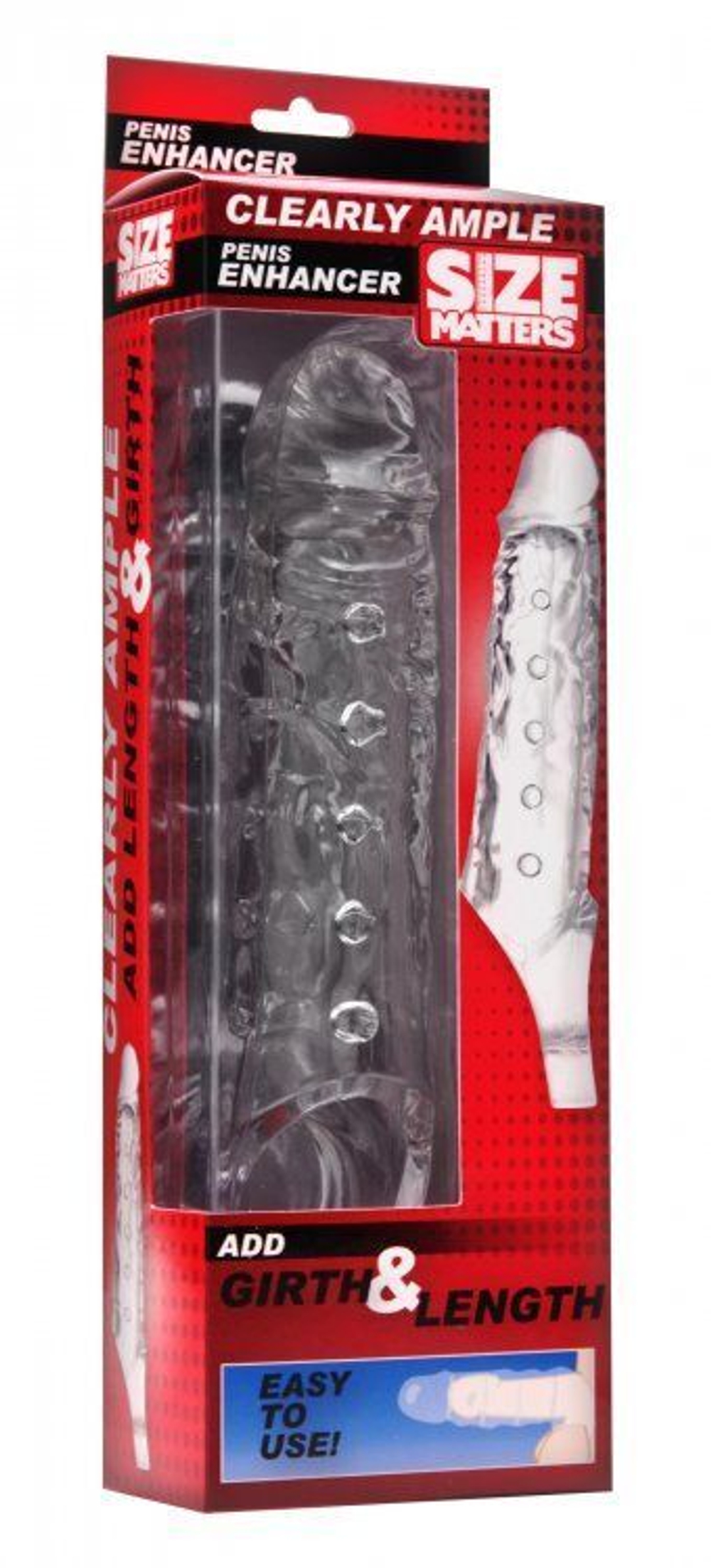 Прозразная закрытая насадка на пенис с поддержкой мошонки Clearly Ample Penis Enhancer - 22 см. (Цвет: прозрачный)