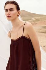 Топ на бретелях с кружевной лентой — Тёмно-коричневый - H&M