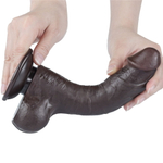Реалистичный фаллоимитатор с мягкой кожей и присоской "Sliding Skin Dual Layer Dong", Lovetoy (черный)