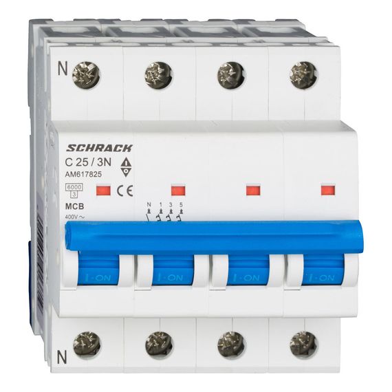 Автоматический выключатель Schrack Technik 3P+N C 25A 6kA Amparo AM617825--