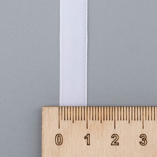 Лента бархатная (тесьма) 09.0 мм / 32.9±2 метров, 0081-1006, 01 белый