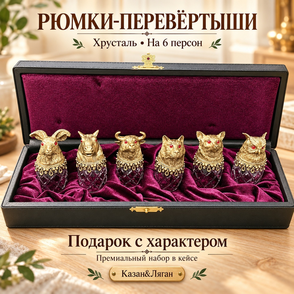 Стопки из хрусталя в шкатулке на 6 персоны
