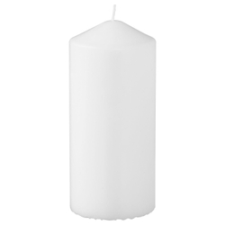 IKEA FENOMEN  (ИКЕА ФЕНОМЕН)  -  Свеча столбчатая без запаха - белый 14 см 45 ч