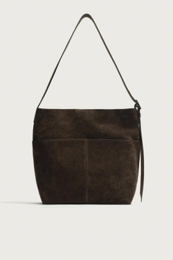 ZARA КОЖАНАЯ СУМКА-ШОПЕР, КОРИЧНЕВЫЙ