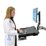 Крепление "Рука" Ergotron StyleView Sit-Stand Combo System с дополнительной рабочей поверхностью (45-260-216 / 45-261-026), Серебряный