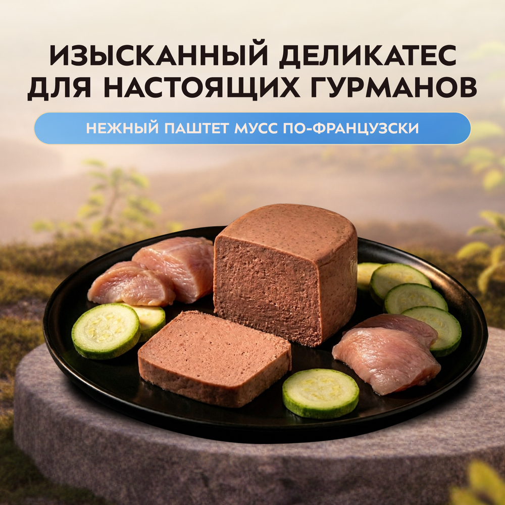 Влажный корм Мнямс Деликатес СТАРТЕР Паштет из индейки с цукини для щенков до 4 месяцев "Мусс по-французски" 12шт по 200 г