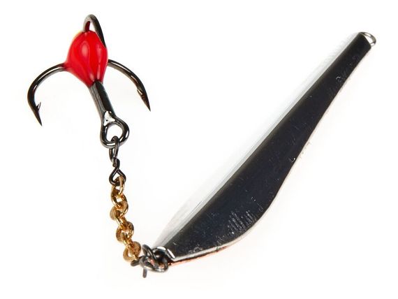 Блесна вертикальная зимняя Lucky John DOUBLE BLADE с цепочкой и тройником 45 мм CS блистер