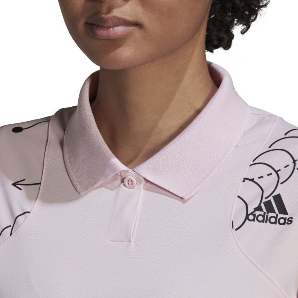 Женское поло Adidas W Club Graphic Polo Shirt - clear pink