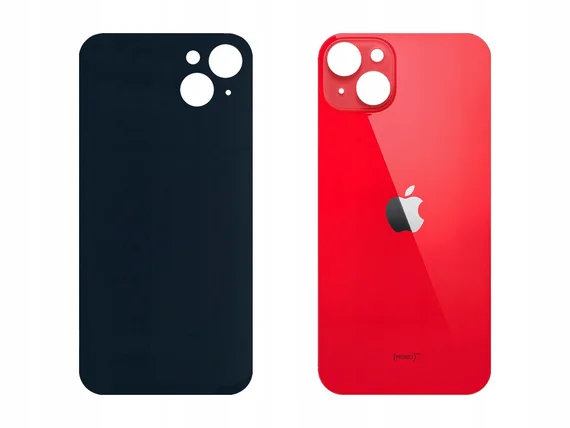 Задняя крышка для iPhone 14 Plus красная с большим вырезом под камеру