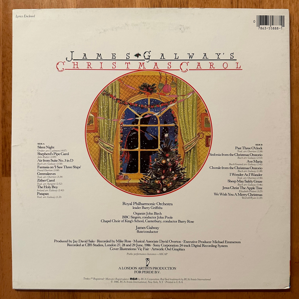 James Galway ‎– Christmas Carol (США 1986г.)