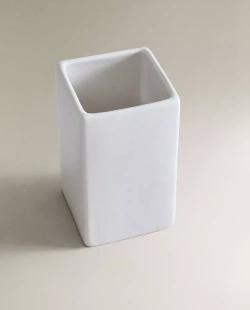 ZARA HOME ФАЯНСОВЫЙ СТАКАН ДЛЯ ЗУБНЫХ ЩЕТОК, БЕЛЫЙ