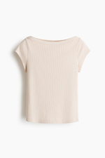 Топ с вырезом «лодочка» в рубчик - H&M