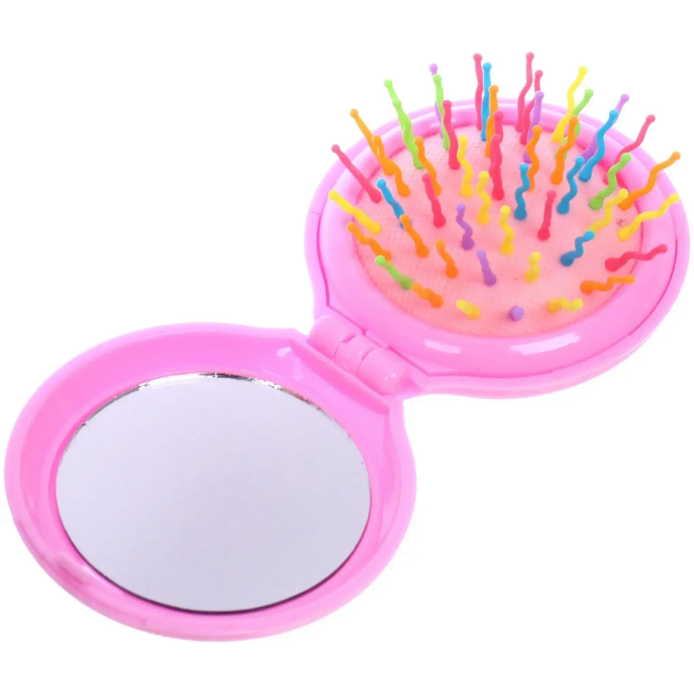 Расческа массажная складная «КОТИКИ», микс 4 дизайна, 6,5*2см (PVC коробка)