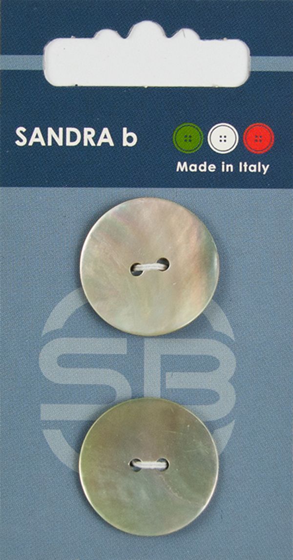Пуговицы 2 прокола, ракушка, 23 мм, 2 шт, перламутр, натуральный, Sandra