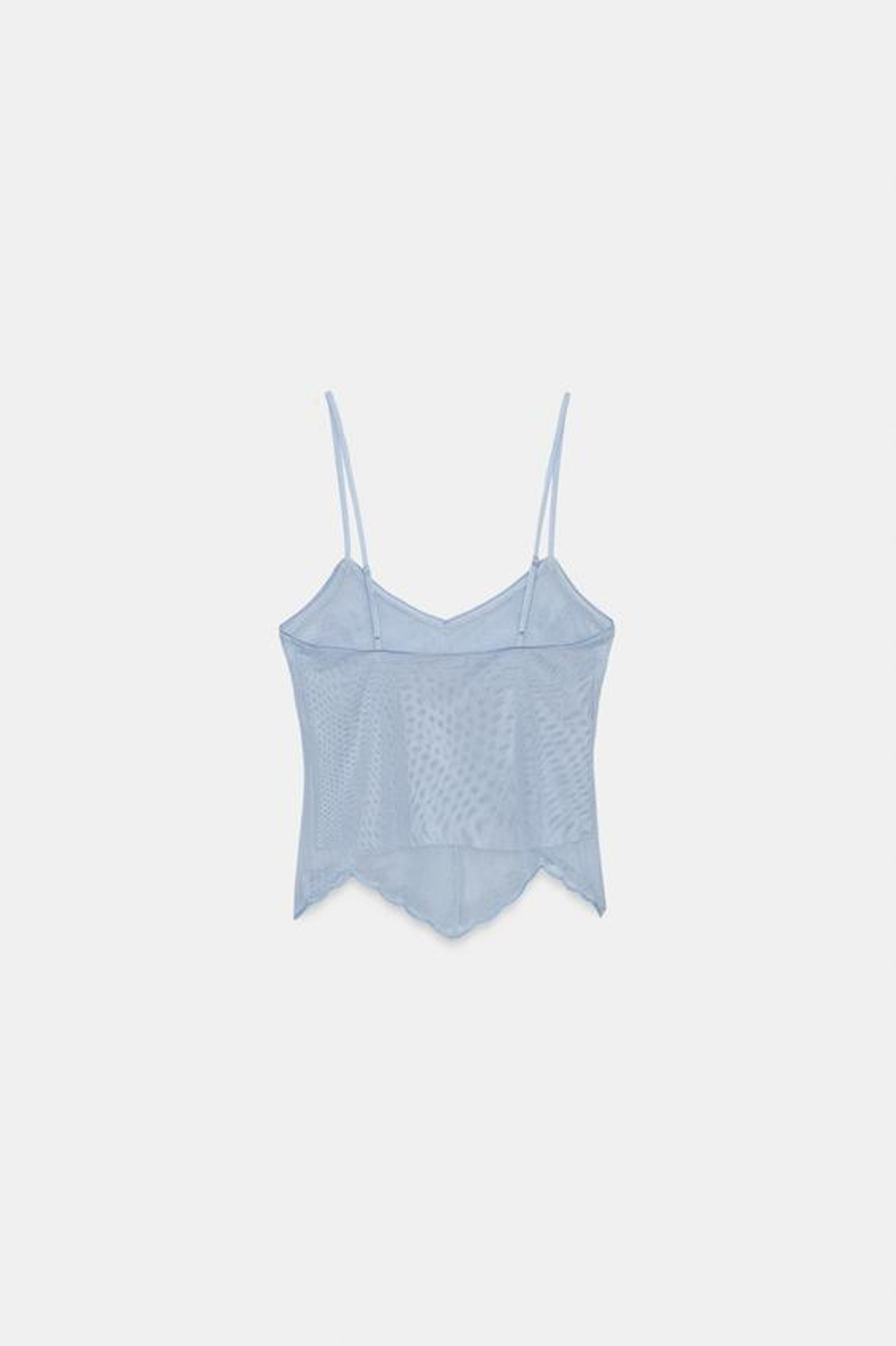 ZARA ТОП С ВЫШИВКОЙ НА БРЕТЕЛЯХ, ГОЛУБОЙ