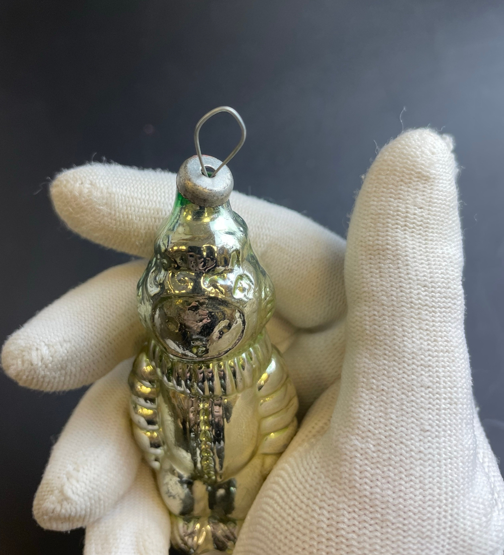 Ёлочная игрушка "Космонавт" мальчик, стекло, подвесная, винтаж СССР 1940-1980 гг