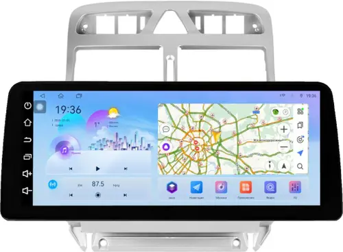 Магнитола для Peugeot 307 2001-2008 - FarCar S500+TS10 монитор 12.3" 2K QLED на Android 14, Быстрая, CarPlay, 4G SIM-слот