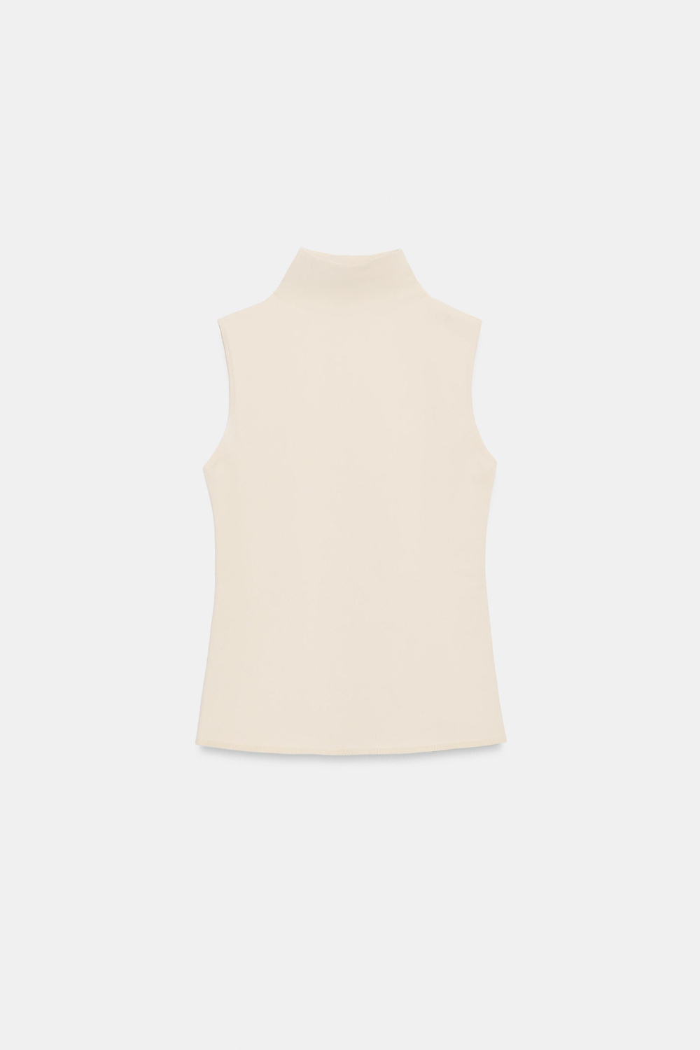ZARA ТРИКОТАЖНЫЙ ТОП С ВОРОТНИКОМ-СТОЙКОЙ, ЭКРЮ