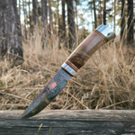 Нож кованый НС-19А Егерьский (ЭИ-107) алюминиевые вставки (Златоуст)