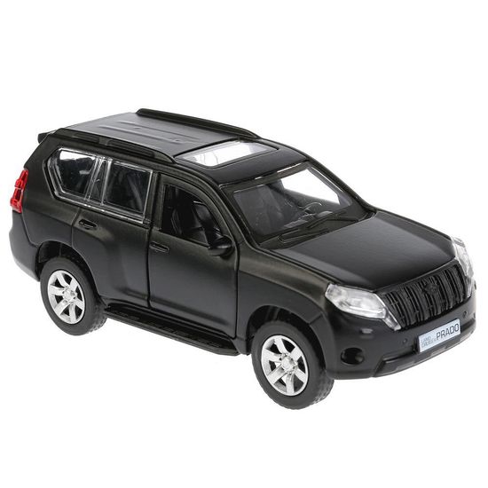 Машина металл TOYOTA PRADO матовая 12 см, двери, багаж, инерц, черный, кор. Технопарк