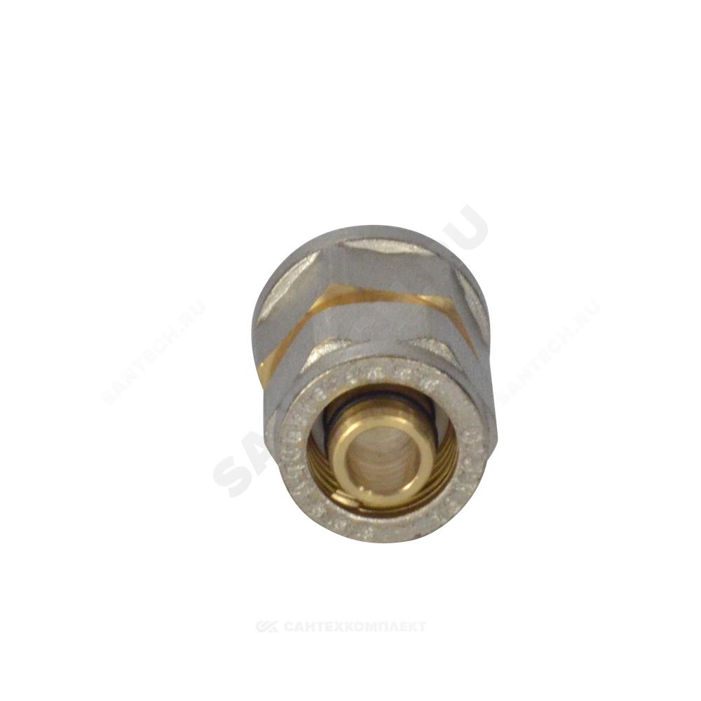 Муфта МП латунь никель обжим Дн 16х3/4" ВР ГОСТ 32415-2013 7002 Aquasfera 7002-02