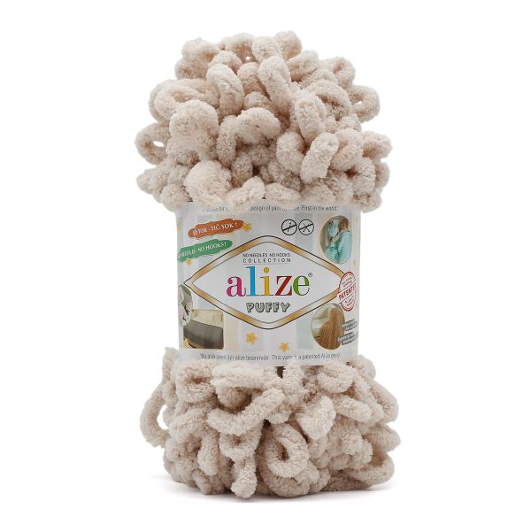 Пряжа Alize (Ализе) Puffy / уп.5 мот. по 100 г, 9м, 599 слоновая кость
