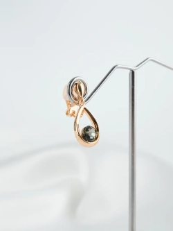 Клипсы-капли Белла с серыми кристаллами Swarovski