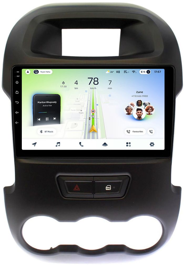 Магнитола для Ford Ranger 3 2011-2015 (рамка тип 2) - Teyes CC4L монитор 9" IPS, Android 14, Быстрая, Snapdragon 662, CarPlay, 4G SIM-слот
