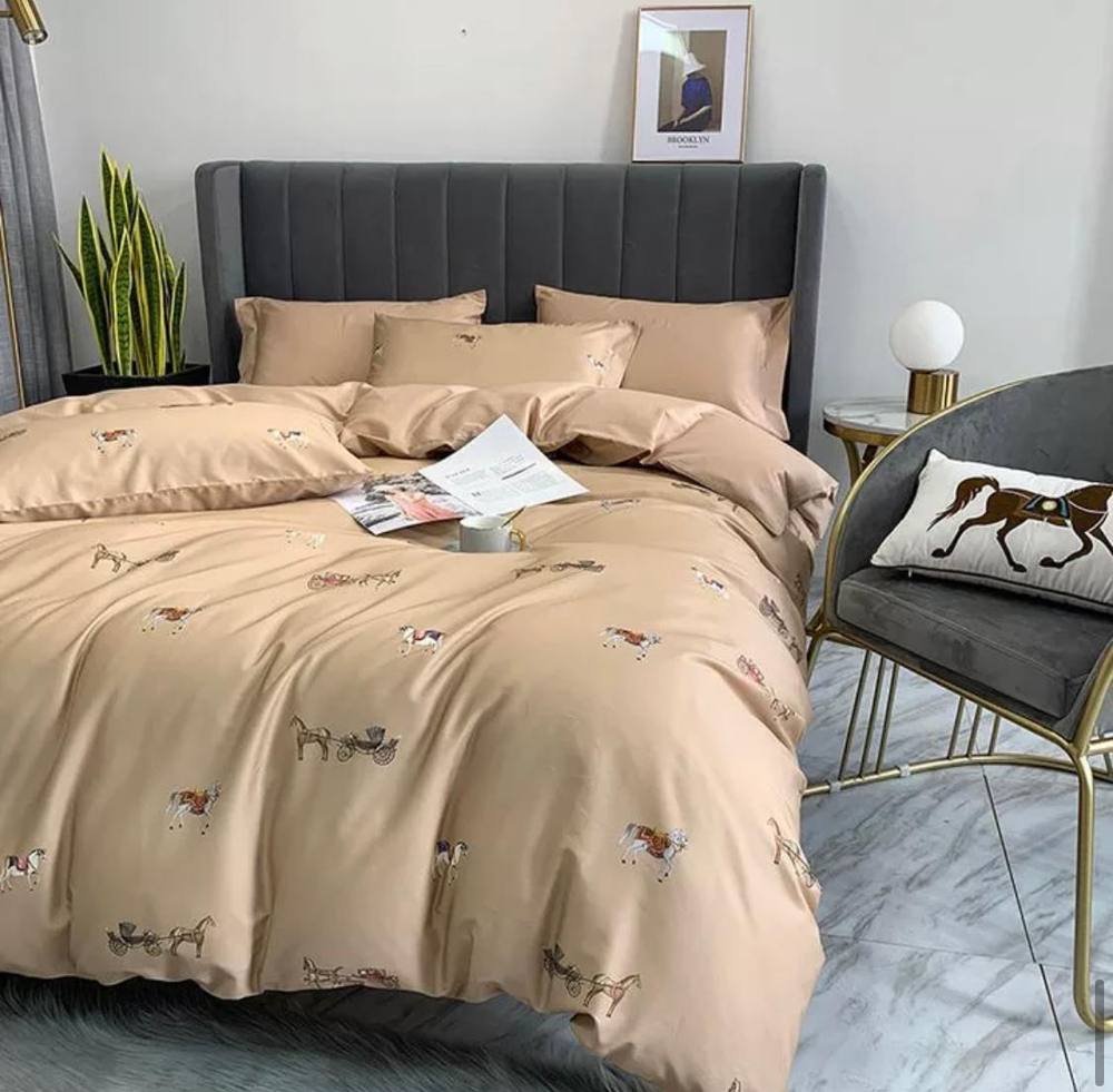 Комплект постельного белья ZEPHYR HOME ЕВРО пг. Мако-Сатин,Египетский хлопок желтый