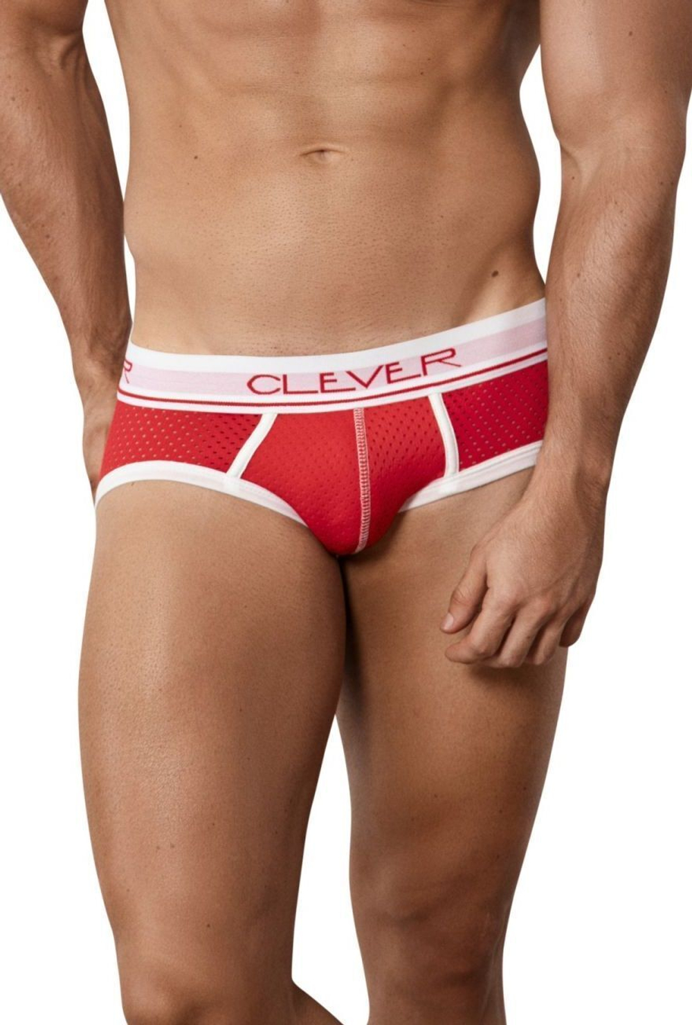 Красные трусы-брифы из перфорированной ткани Power Piping Brief (Размер: XL) (Цвет: красный)
