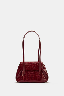 ZARA СУМКА НА ПЛЕЧО С ФАКТУРОЙ, КРАСНЫЙ