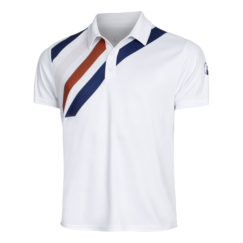 Мужское теннисное поло Quiet Please Retro Stripe Tournament Polo Men - White